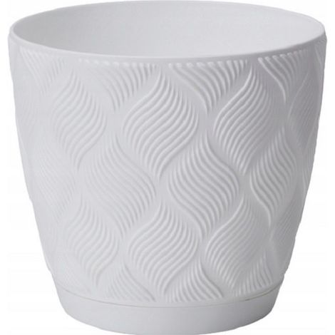 Flow Petit Eco Recycling-Blumentopf mit Untersetzer 19 Weiß FORM-KUNSTSTOFF