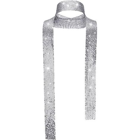 Paillettenschal - 155 cm x 3,8 cm - Silber Mit Regenbogen-Metallic-Pailletten - Für Party Hochzeit Abendveranstaltung - 1 Stück (1/5)