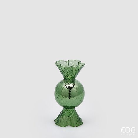 EDG Enzo De Gasperi Portacandela Caramella Verde H16 Ø8 cm – Decorazione di Natale (1/2)