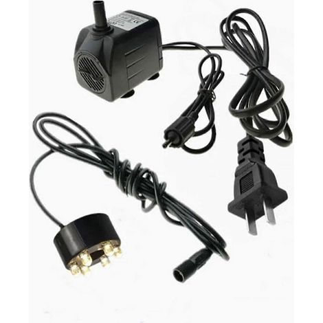 Profitez d'un point d'eau relaxant grâce à notre pompe de fontaine 12V GPH et ses 6 lumières blanc chaud (AC12V 6LED blanches). (1/5)
