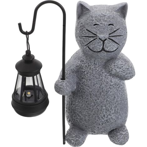 Statue de Chaton Solaire Décorative pour Jardin Extérieur, Lanterne Étanche en Résine, Lumière Solaire Intégrée, Ornement Lumineux pour Pelouse, Terrasse, Balcon et Porche, (1/5)