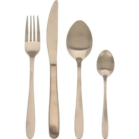 EXCELLENT cuberteria 16 piezas inoxidable oro 513231 , Este juego de cubiertos de 16 piezas en acero inoxidable es perfecto para equipar tu mesa con todo lo necesario para el día a (1/3)