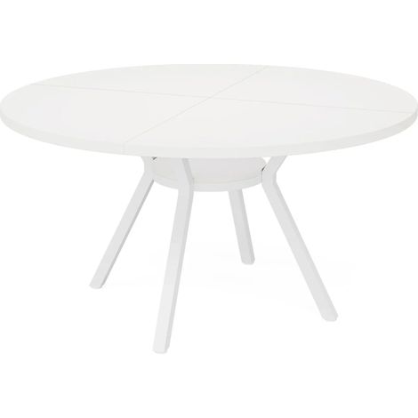 Table de repas ronde blanche en métal – diamètre 119,4 cm pour 4 à 6 personnes (1/5)