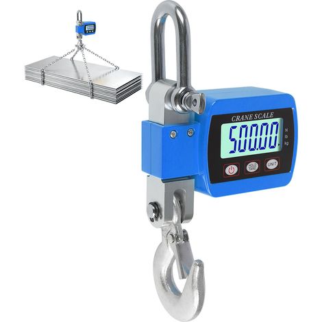 Balance Suspendue Numérique 500 KG, Balance À Grue Crochet Électronique en Aluminium avec Capteur Précis LCD Portable pour Chasse, Pêche, Ferme, L'usine, Pesage sur Quai, Bleu (1/5)