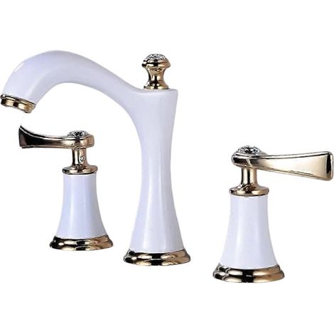 Robinet de salle de bain tactile à 3 trous avec 2 poignées, mitigeur en laiton pour lavabo, adapté aux salles de bain traditionnelles et modernes.