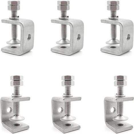 6 Pinces en C,Pincée de Fixation Tigre Robuste Pince Fixation Travail Bois Pour Le Travail du Bois Pinces de Robust (Argent) (1/5)