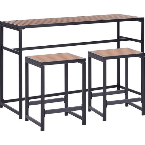 Gartenbar Set 2-Sitzer AVETRANA Metall Braun / Schwarz