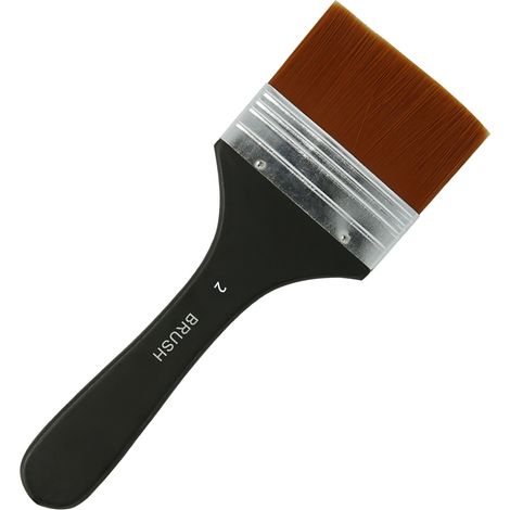 Pinceau plat professionnel 1 pièce, poils en nylon, manche en bois, pour apprêt, taches, colles, vernis, peinture acrylique, huile, gouache, aquarelle, murs, meubles, nettoyage maison (1/4)