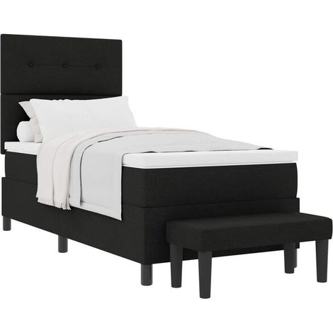 Matelas à ressorts avec tête de lit, noir, 80 x 200 cm, revêtement en tissu (1/5)
