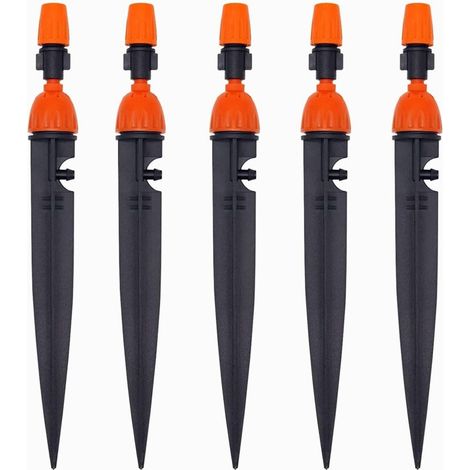 Piquet D'irrigation Goutte A Goutte - 360° Réglable - Compatible Tuyau 4/7 mm - Hauteur 21 cm - PE Résistant UV - Lot De 10