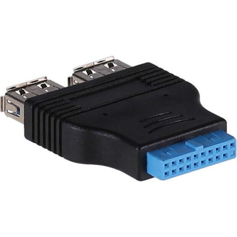 Adaptador Akyga AK-CA-58 USB 3.0 de 19 pines a 2 puertos USB 3.0 para placa base de ordenador (1/2)