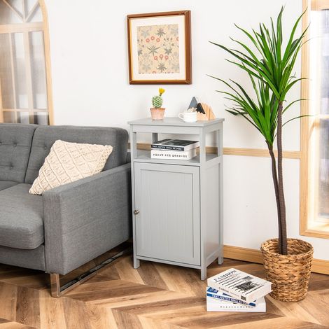 Armoire Rangement Salle de Bain 45x30x84 cm avec Étagère Ouverte Gris CW49803 (1/3)