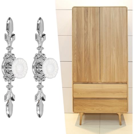 Sets/zu verkaufen: Kleiderschrank-, Schuhschrank- und Schubladentürgriffe, moderne minimalistische Griffe aus weißer Zinklegierung, Sonnenblumenmuster 1088D. (1/5)