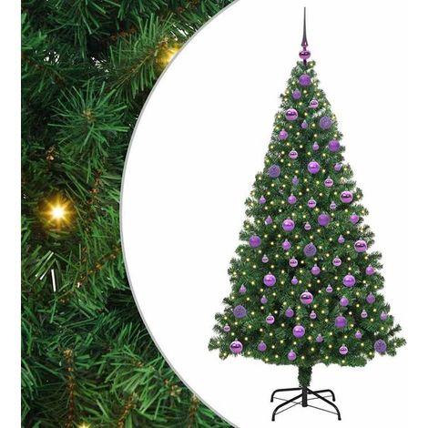 Sapin de Noël artificiel vert, 180 cm de haut, en PVC, acier et plastique. (1/5)
