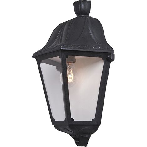 Lampada da parete daria 1xe27 ip55 l.28,6xw.14,3xh.51,5cm resina nera