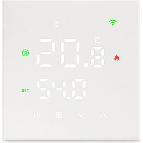 Thermostat WiFi O3 blanc pour chauffage hydraulique, écran tactile, contrôle via l’application Smart Life, 3 A (1/5)