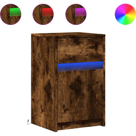 Comodino con cassetto e LED 38 x 34 x 61 cm in MDF marrone DEC032788