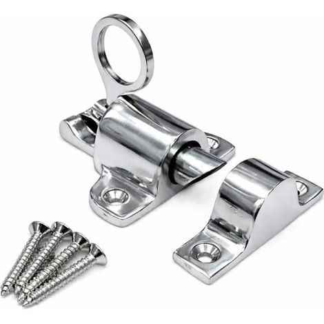 Loquet de fenêtre en chrome poli de 65 mm avec anneau de traction à ressort pour fenêtre, lucarne, armoire (1/5)