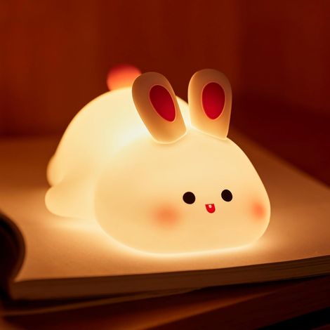 1 Veilleuse Lapin Silicone, Rechargeable Tactile, 3 Niveaux Lumière Douce, Chambre Enfant (1/5)