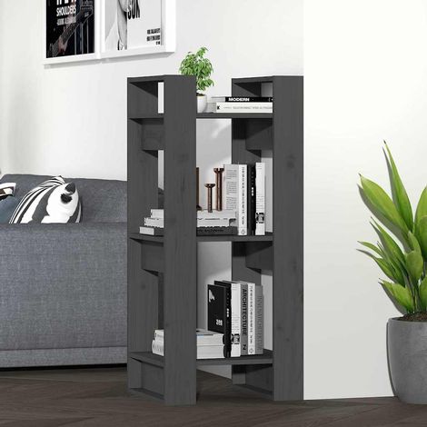Bibliothèque/Séparateur de pièce Étagère de Rangement - pour Bureau Salon Chambre Cuisine Gris 41x35x91 cm Pin solide BV628943 - BonneVie (1/5)