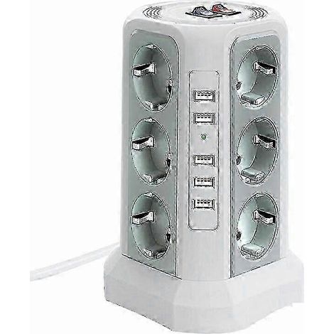 Multiprise tour à 12 prises avec 5 ports USB (1/3)