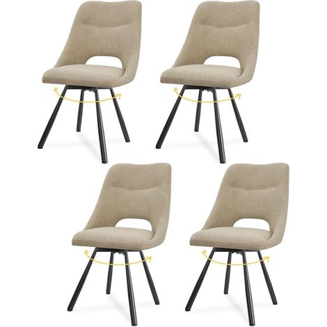 Esszimmerstühle 4er Set drehbar 360° Kaschmir-Stoff Khaki (1/5)
