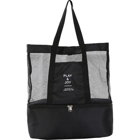 1 Sac de plage en filet avec fermeture éclair, glacière isotherme, tissu Oxford imperméable, pour pique-nique et plein air (1/5)