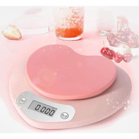 Balanza de cocina de alta precisión: pantalla LCD grande, función de tara y unidades en mililitros (rosa, 3 kg/0,1 g) (1/5)