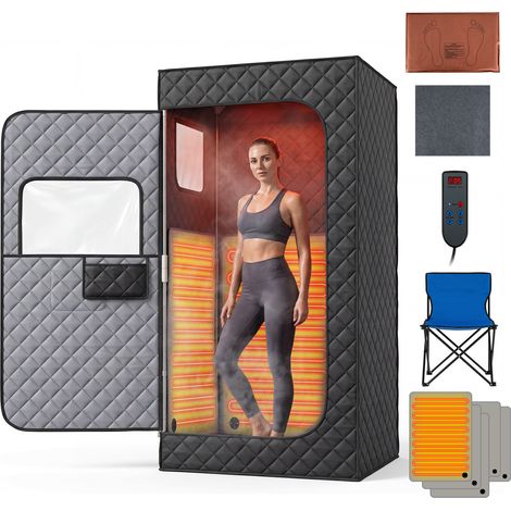 Sauna Infrarouge Intérieur Pliable 90x90x160 cm avec Chaise