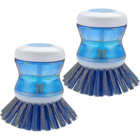 Dww Besteckbürste mit Seifenspender für Töpfe, Spülbecken und andere Küchenutensilien, Blau, 2er-Set (1/4)
