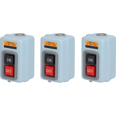 Bouton-Poussoir Triphasé TBSN‑315, 10 Unités, Commande Moteur 380V 15A, Station 2 Positions (1/5)