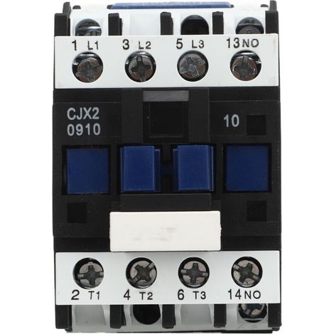 Contactor eléctrico CJX2 0910, trifásico, de plata, con base de montaje en riel DIN para motor de CA de 9 A