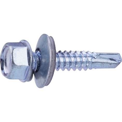 Vis tôle - Fixpro - Autoperceuse - Avec rondelle et joint néoprène - Tête hexagonale - Acier zingué - 6,3 x 32 mm - Boîte de 50 (1/3)