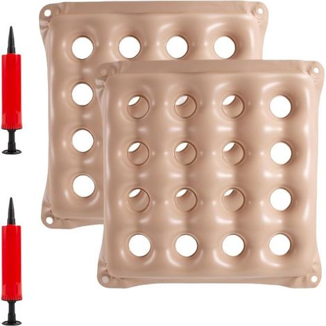 Aufblasbares Kissen – 2er-Pack – Hüft-Airbag-Kissen – Druckentlastendes, aufblasbares Sitzkissen mit Waffelmuster – Inklusive Luftpumpe (1/5)