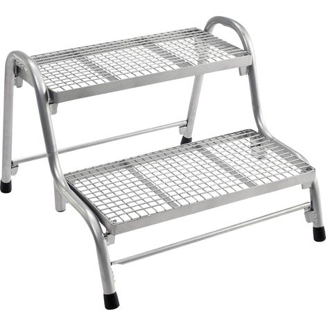 Marchepied double démontable – Charge max 150 kg – Hauteur de marche 185 mm – Dimensions ouvert 55x61x43 cm – Métal galvanisé solide – Brunner (1/3)