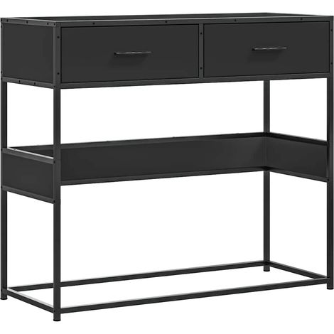 Table console，Table d'appoint，Bout de canapé，Meuble d'entrée noir 90x35x80 cm bois d'ingénierie