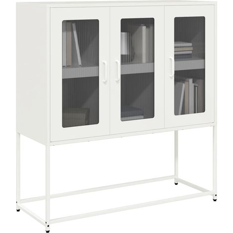 Sideboard Weiß 100,5x39x107 cm Kaltgewalzter Stahl