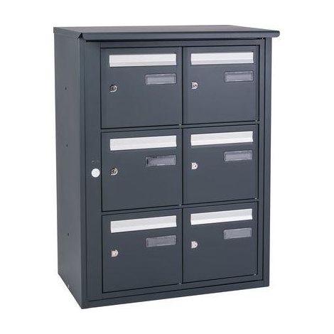 Decayeux – Boîte aux lettres collective extérieure sur piliers – 6 boîtes verticales B6 – Ivoire clair – Languedoc Standard – Fixation sur piliers