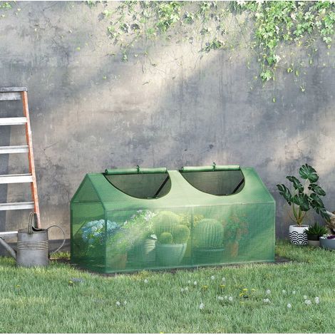Mini serre 120x60x60 cm en acier et PE vert, fenêtre enroulable, pour petits espaces – MEUBLIV (1/5)
