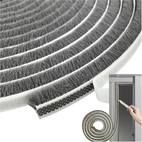 Joint d'étanchéité autocollant en non-tissé pour fenêtres et cadres de portes coulissantes, (9 mm x 9 mm x 5 m), gris