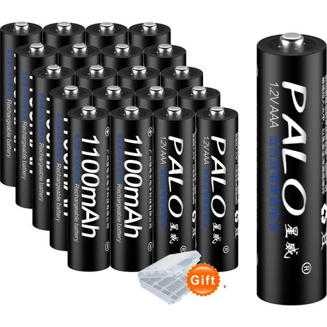 Piles AAA Rechargeables, Capacité de 1100mAh, Chargeur Rapide Compatible, 16 piles AAA (1/2)