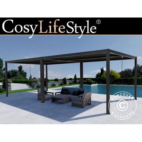 Bioclimatic pergola gazebo San Pablo Alu+, 3x4 m, Black, 2 pcs. - Dancover