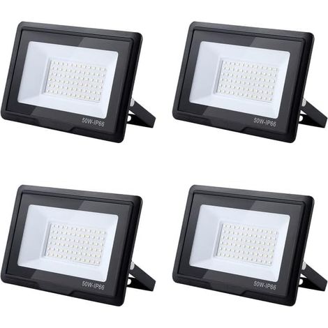 Projecteur LED Extérieur 50W, 5000LM Super Brillant, IP66 Étanche, 3000K Blanc Chaud pour Garage, Jardin, Terrasse, Cour(4pcs) (1/5)