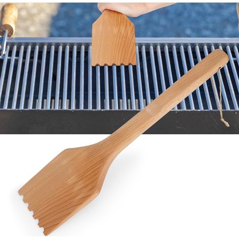 Grattoir en bois pour barbecue, grattoir pour barbecue d'extérieur, grattoir en bois à long manche, brosse de nettoyage pour grilles de barbecue, pour l'extérieur-AquaForge (1/5)