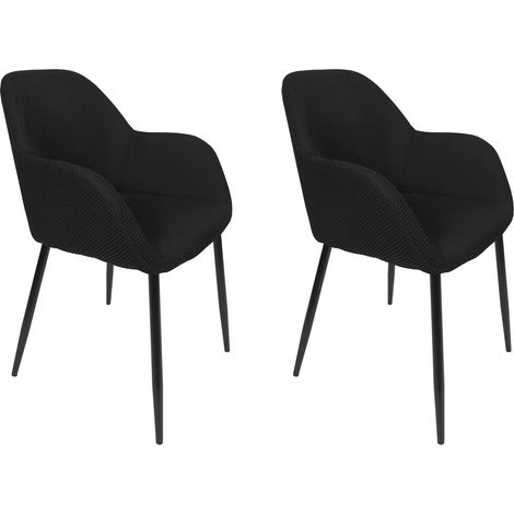 Lot de 2 Fauteuils - HOME DECO FACTORY - Atome - Élégants - Confortables - Noirs (1/5)
