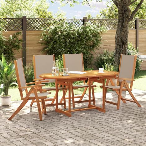 Juego comedor de jardín 5 pzas madera maciza acacia y textileno vidaXL (1/5)