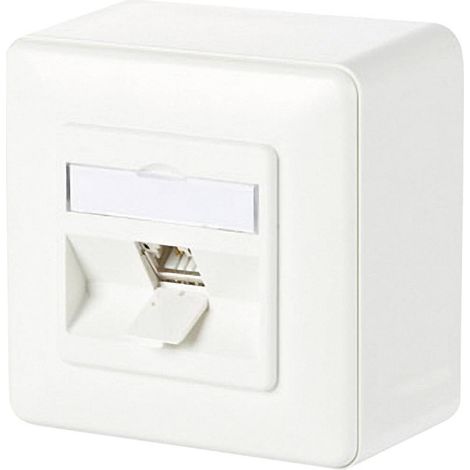 Prise réseau montage apparent (en saillie) CAT 6a 1 port Metz Connect 130B11D10002-E blanc pur R01934 (1/2)