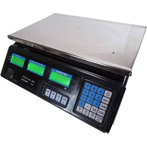 Trade Shop - Elektronische Tischwaage wiegt bis zu 40 kg, LCD-Display mit Hintergrundbeleuchtung -