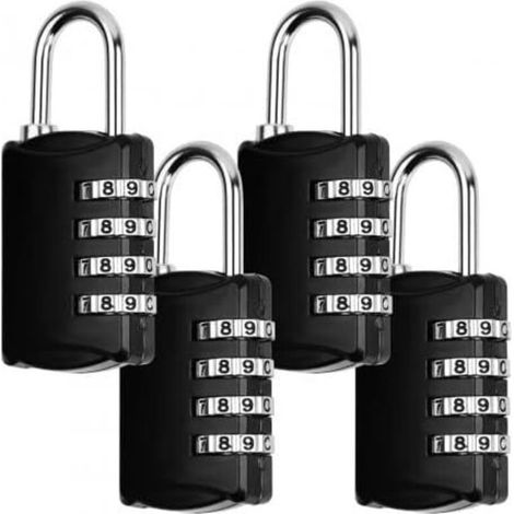 CSPARKV Lot de 4 Cadenas Code de 4 Chiffres, Petit Cadenas à Code Serrure Combinée, Cadenas Casier Imperméabiliser Cadenas à Combinaison pour Casier, Gymnase, école, Portail, Hangar, Garage, Noir (1/4)