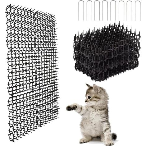 24 Pièces Tapis Anti-Chat Jardin avec Pointes, Tapis Anti-Chat avec Epine, Tapis Répulsif Chat, Répulsif de Pointes d'animaux pour Jardin Intérieur Extérieur Canapé (1/5)